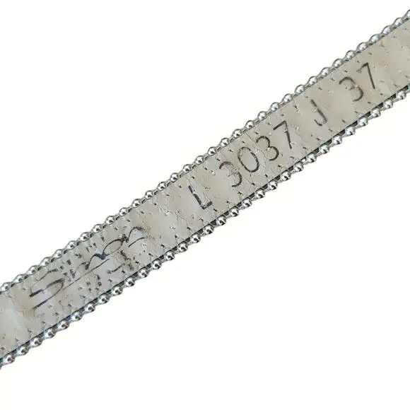 B.B. SIMON Alegra leather skinny Swarovski Crystal skinny belt blue metallic L - Picture 6 of 7